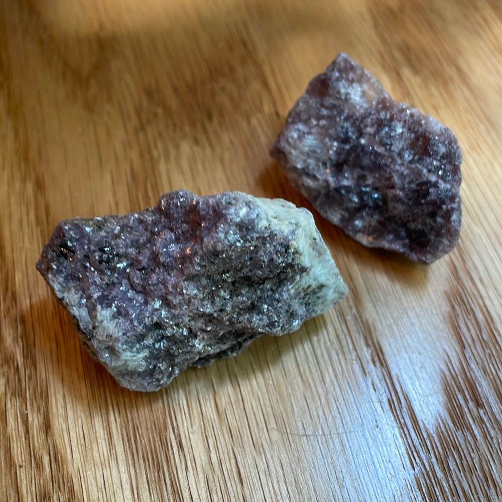 Raw purple lepidolite specimen with mica shimmer